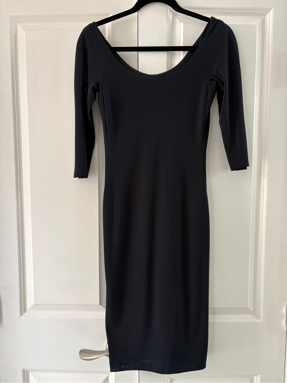 Laundry By Shelli Segal Dark Navy Scoop-Neck Midi Dress